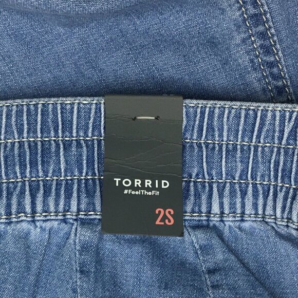 NEW Torrid Wide Leg Jeans Pull On Light Wash Elastic Waist size 2X length 27" - Picture 3 of 9
